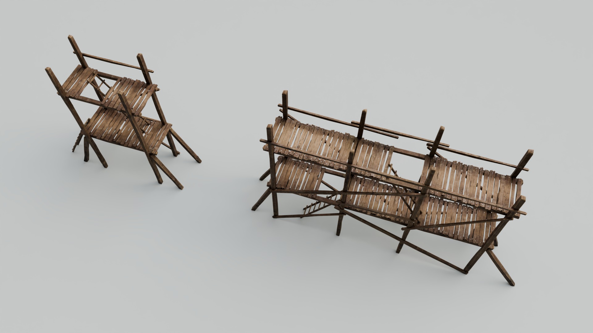 Medieval Wooden Scaffolding Low-poly 3D model_9