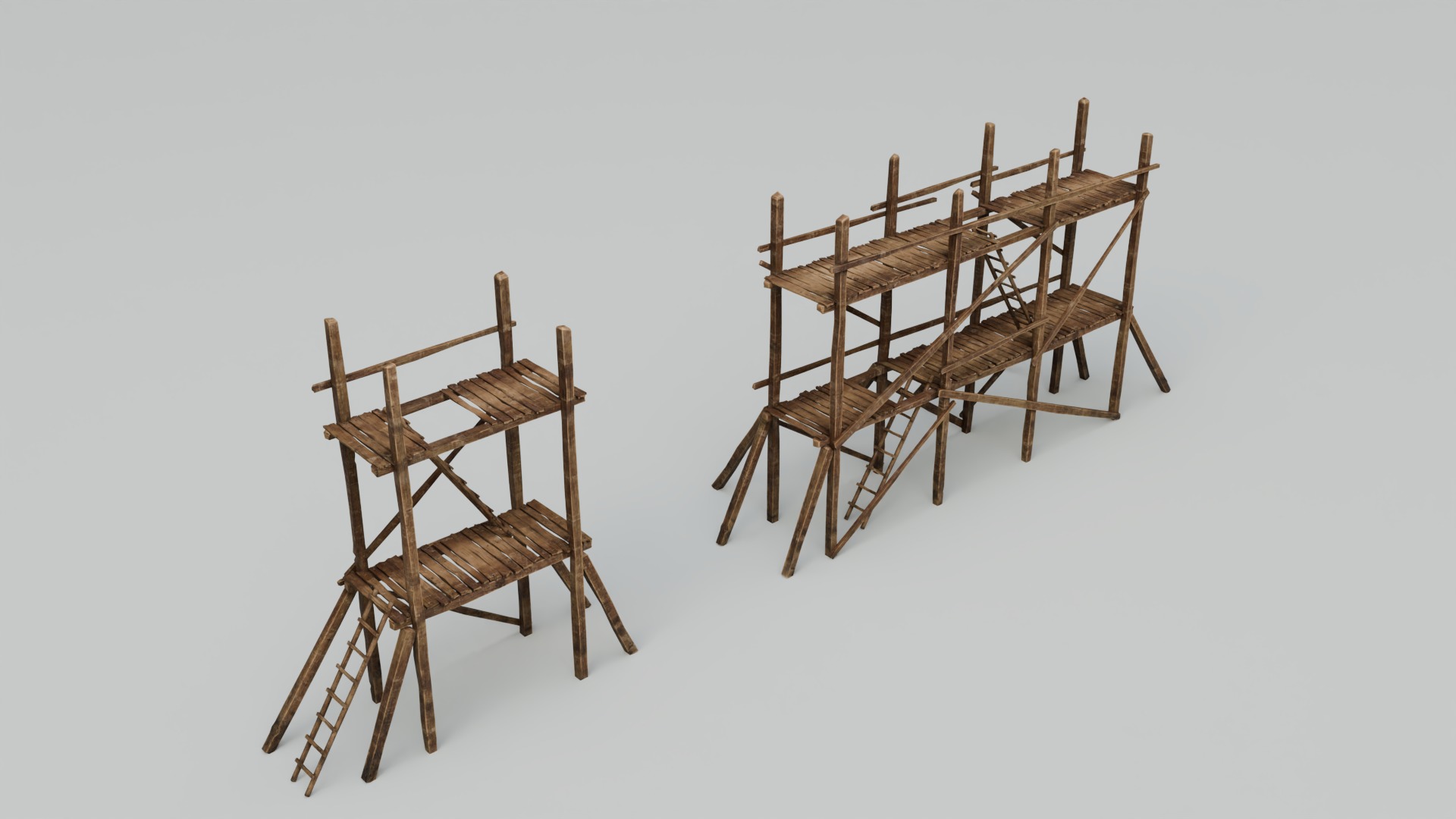 Medieval Wooden Scaffolding Low-poly 3D model_16
