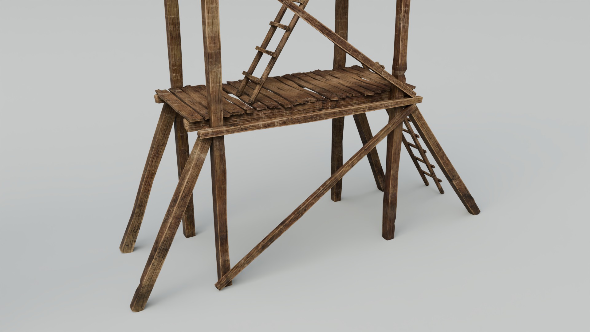 Medieval Wooden Scaffolding Low-poly 3D model_8