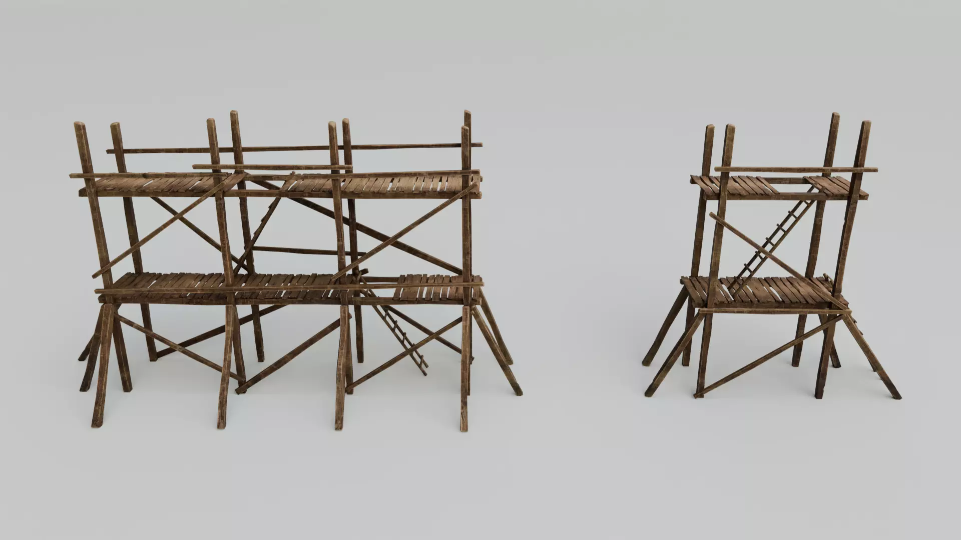 Medieval Wooden Scaffolding Low-poly 3D model_0