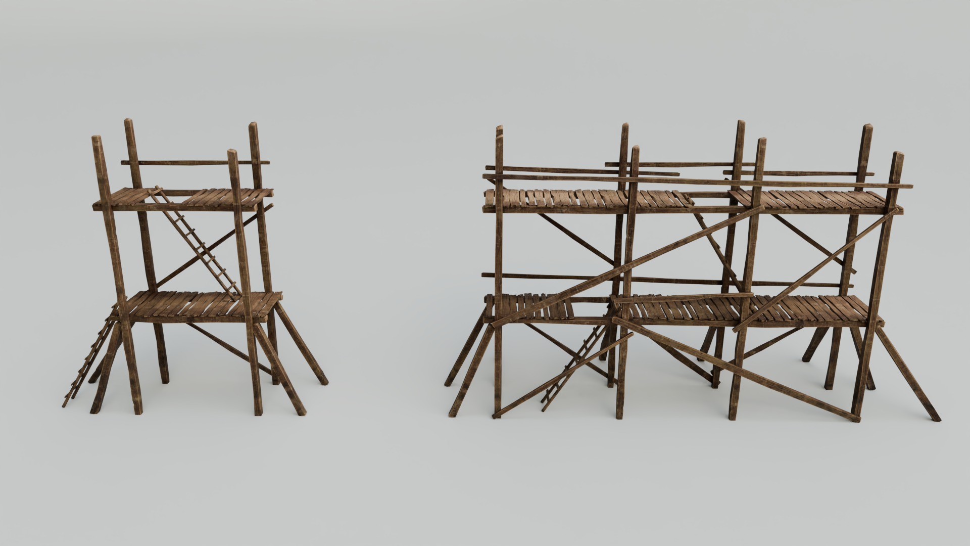 Medieval Wooden Scaffolding Low-poly 3D model_5