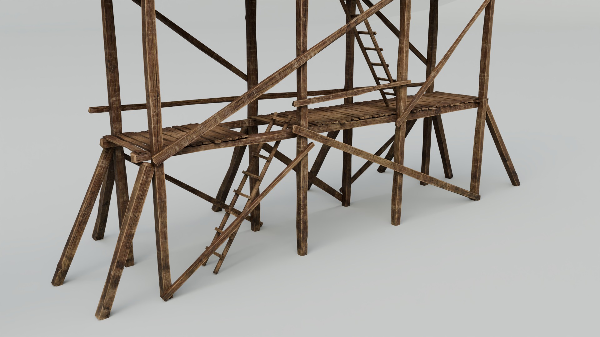 Medieval Wooden Scaffolding Low-poly 3D model_7