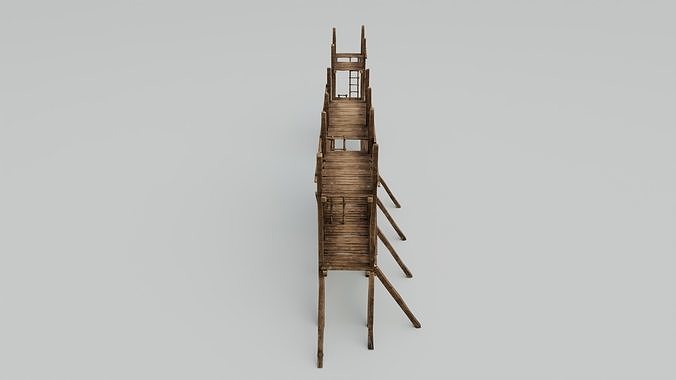 Medieval Wooden Scaffolding Low-poly 3D model 5