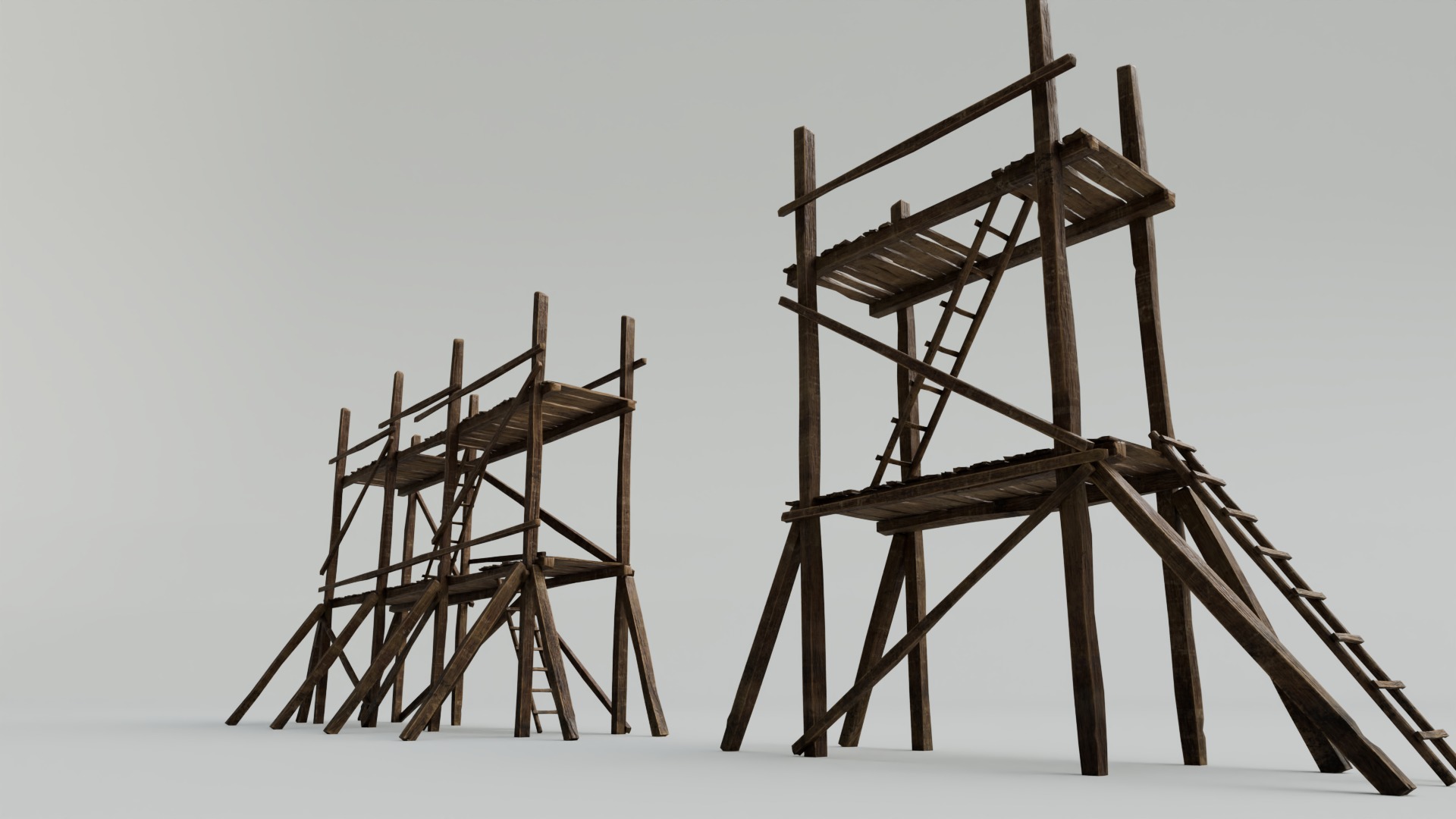Medieval Wooden Scaffolding Low-poly 3D model_11