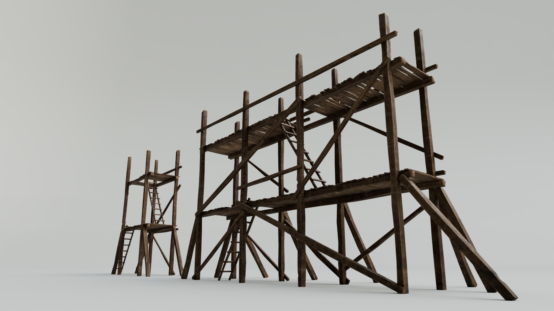 Medieval Wooden Scaffolding Low-poly 3D model_12