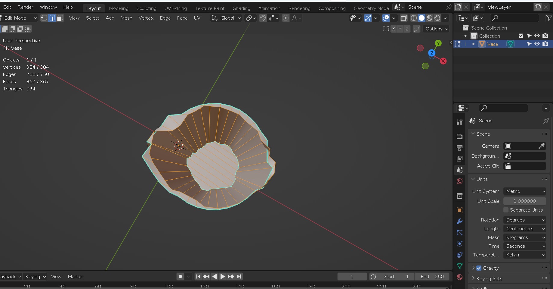Vase in rough gold material damaged shape  Low-poly 3D model_27