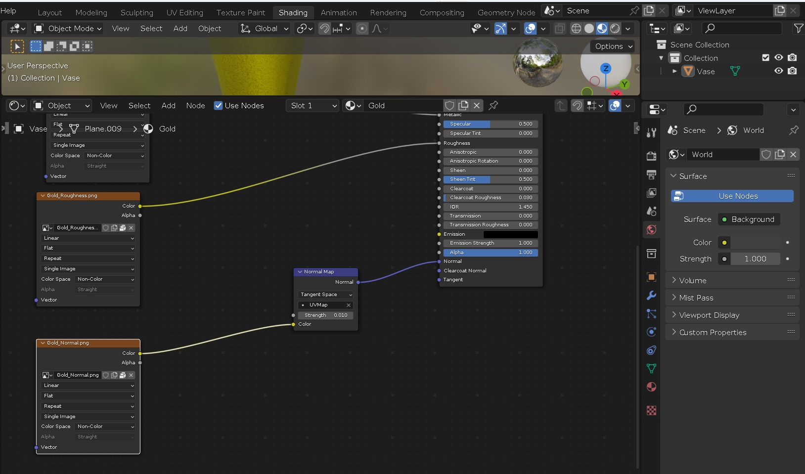 Vase in rough gold material damaged shape  Low-poly 3D model_26