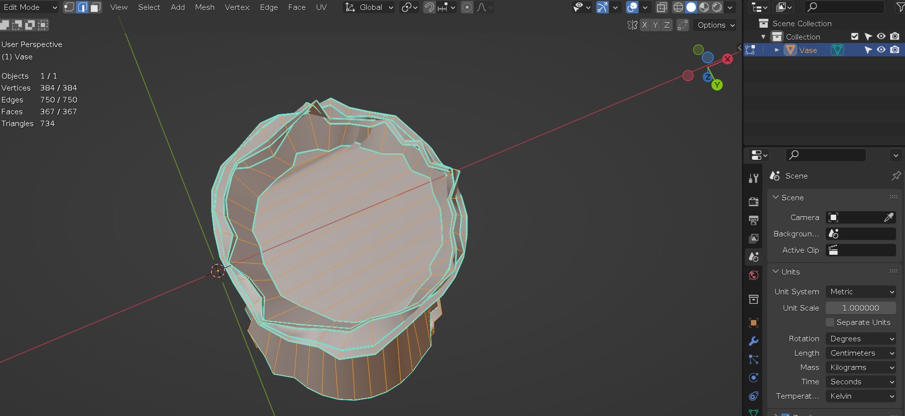 Vase in rough gold material damaged shape  Low-poly 3D model_30