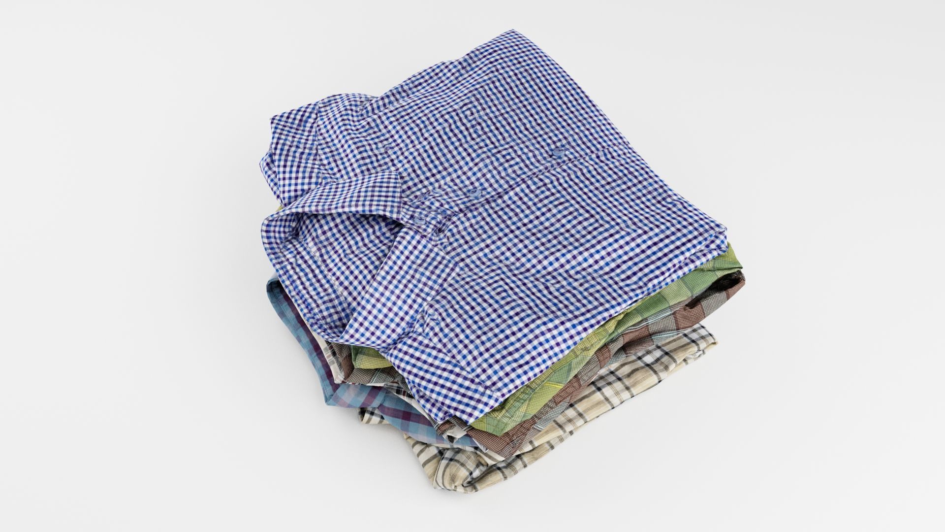 Pile or stack of folded shirts polo Generic casual clothing  3D model_2