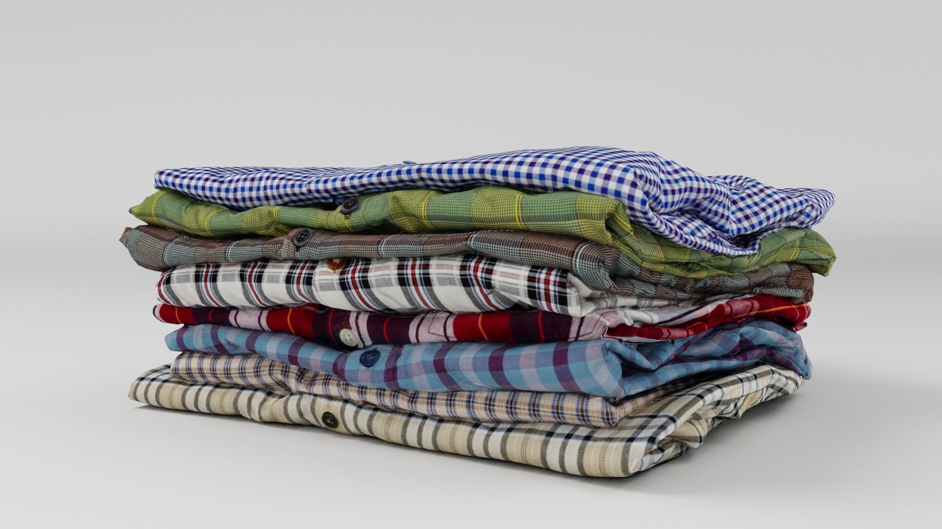 Pile or stack of folded shirts polo Generic casual clothing  3D model_4