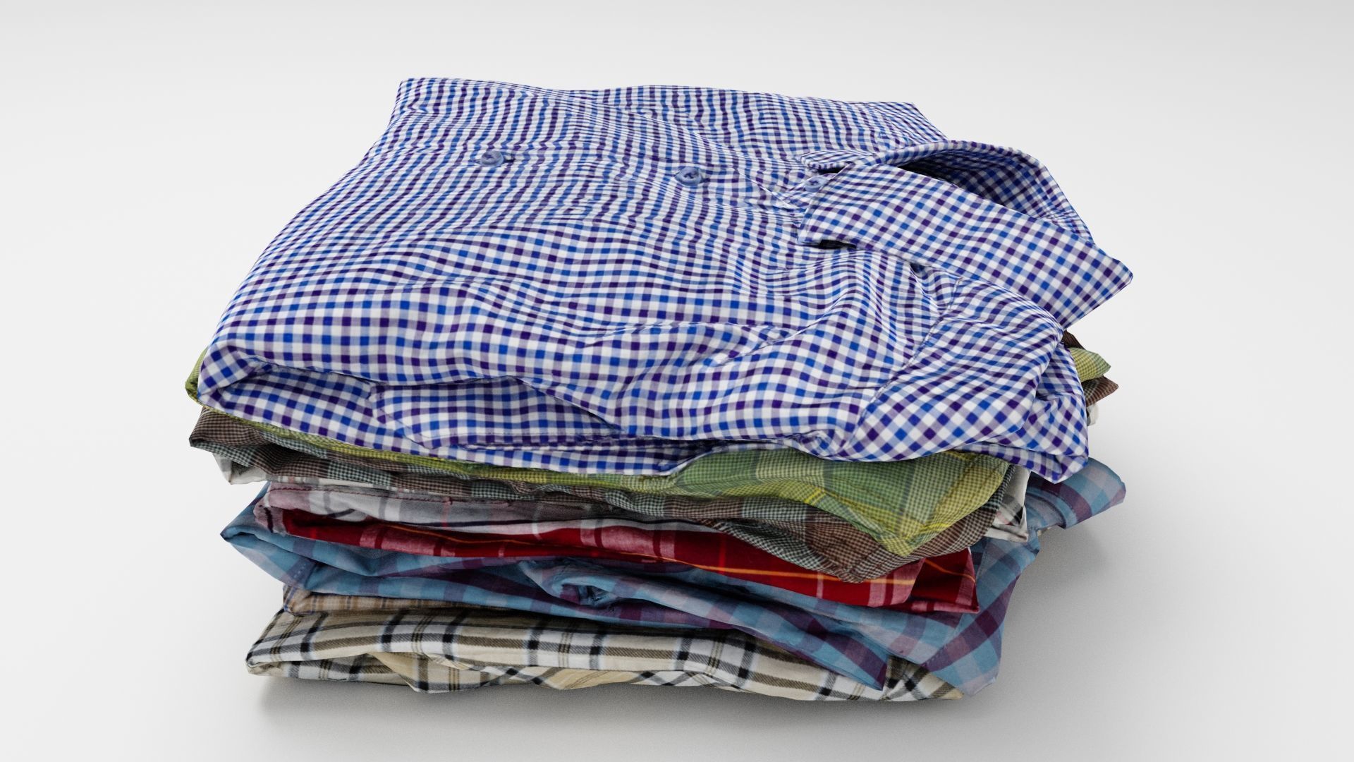 Pile or stack of folded shirts polo Generic casual clothing  3D model_1