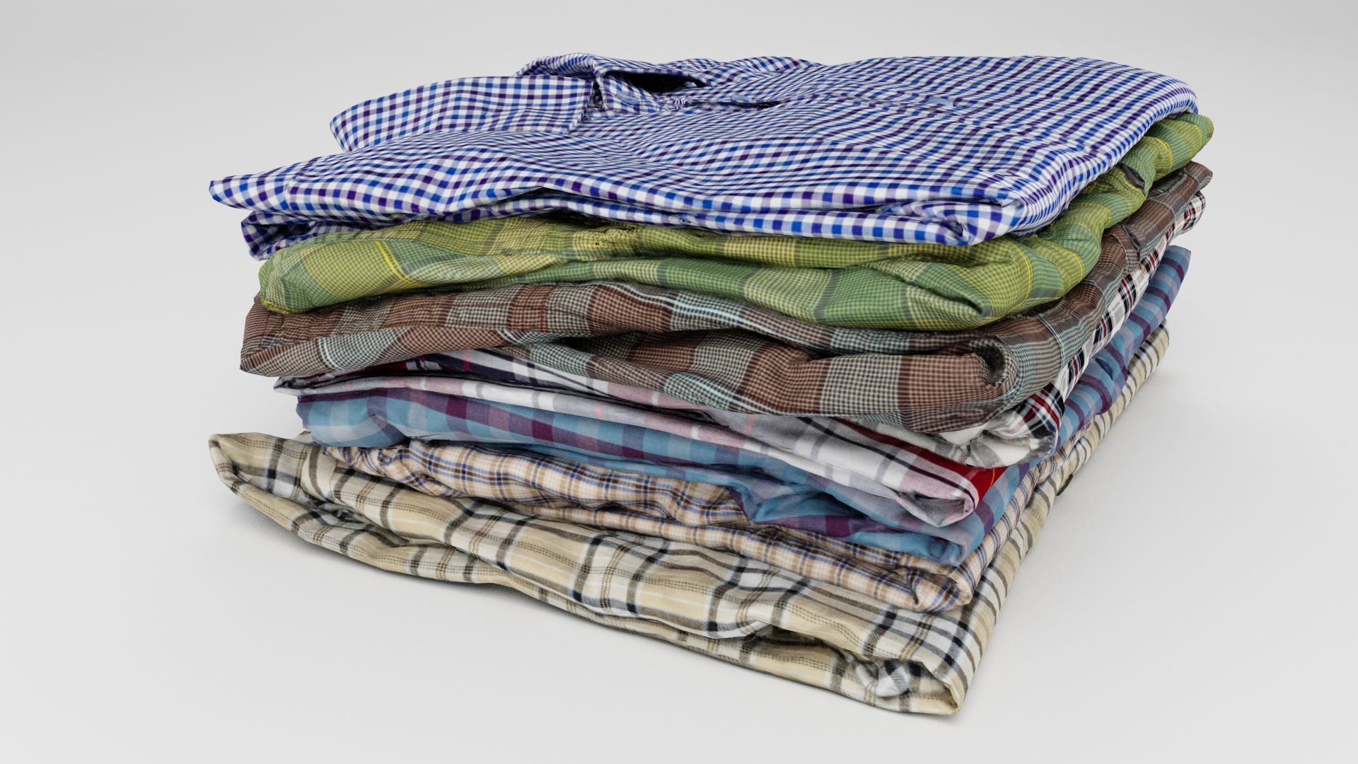 Pile or stack of folded shirts polo Generic casual clothing  3D model_3