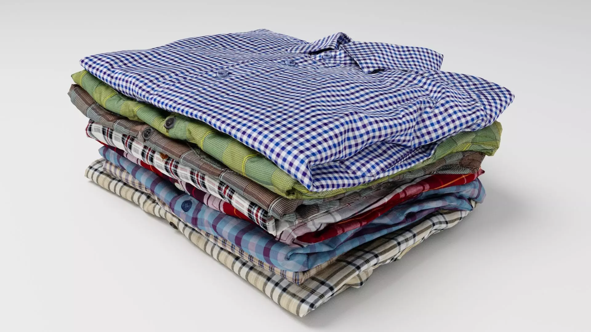 Pile or stack of folded shirts polo Generic casual clothing  3D model_0