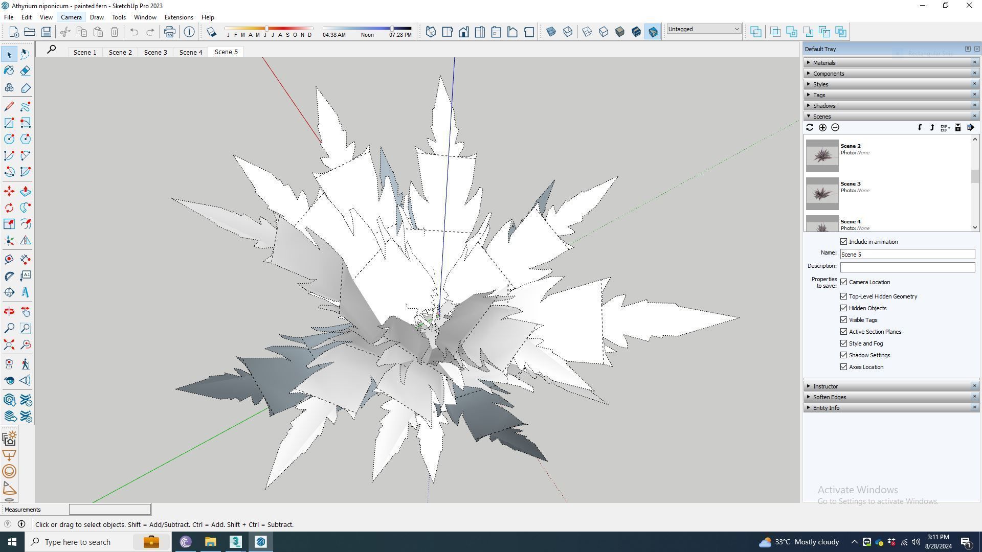 Athyrium niponicum - painted fern   Low-poly 3D model_7