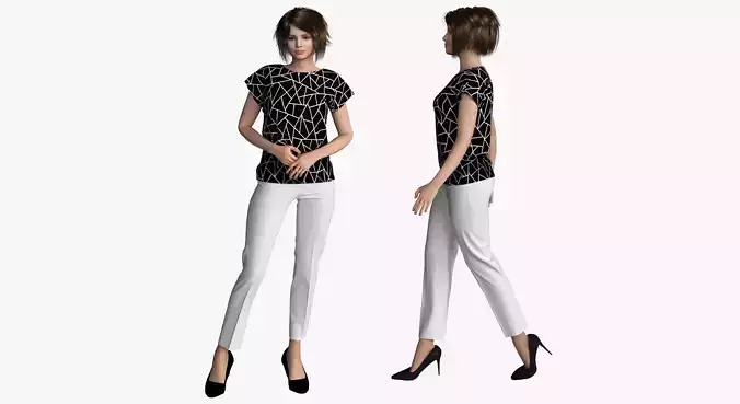 Woman in blouse and trousers