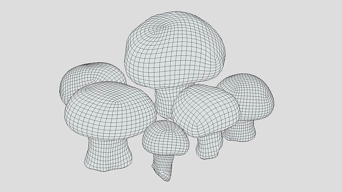 Fresh Mushroom 2 Low Poly Low-poly 3D model 6