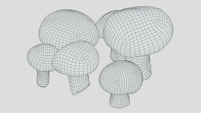 Fresh Mushroom 2 Low Poly Low-poly 3D model 4