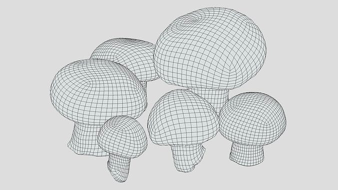Fresh Mushroom 2 Low Poly Low-poly 3D model 2