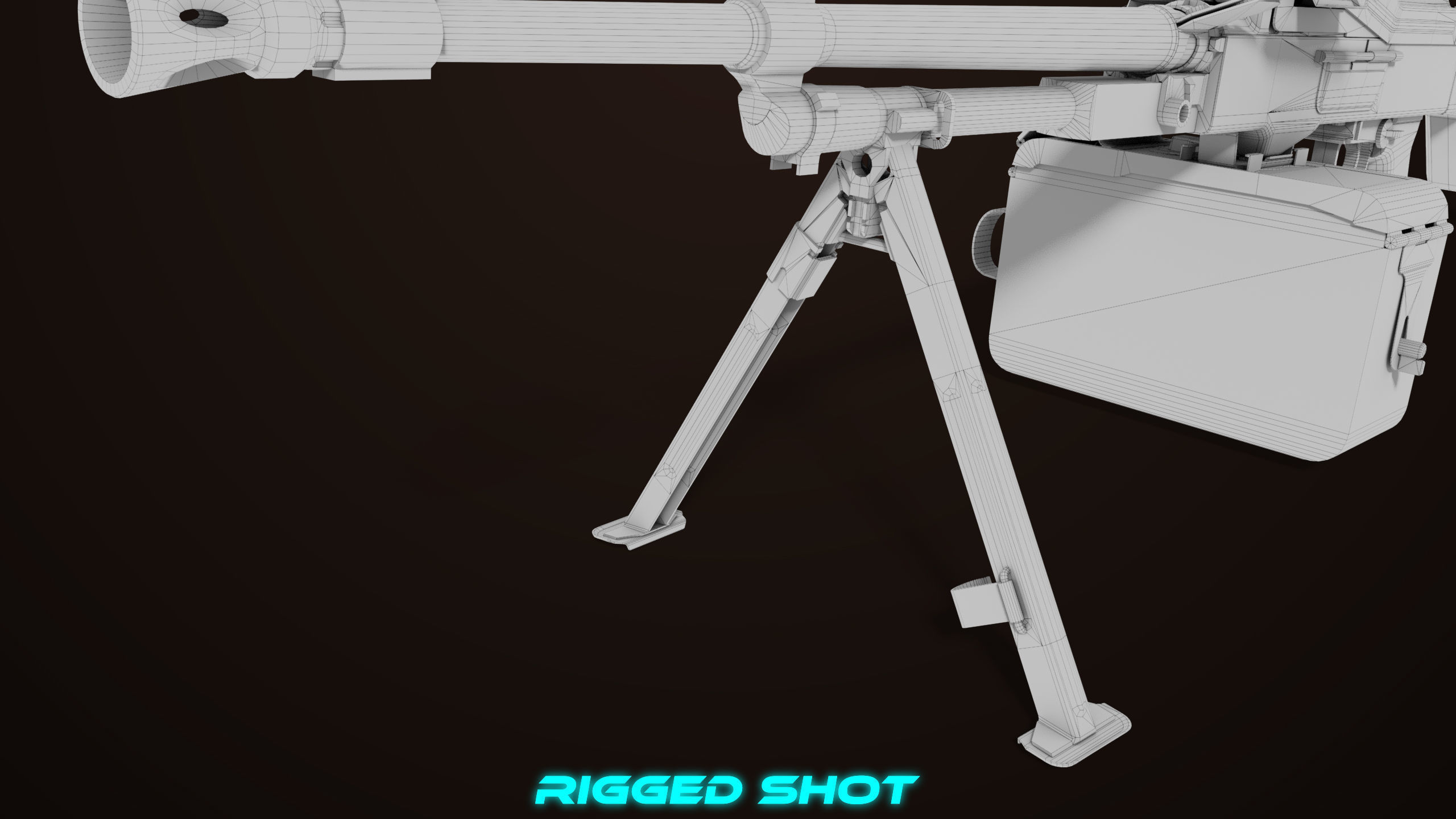 Machine Gun 11 Wood handle All PBR Unity UE Textures Low-poly 3D model_50