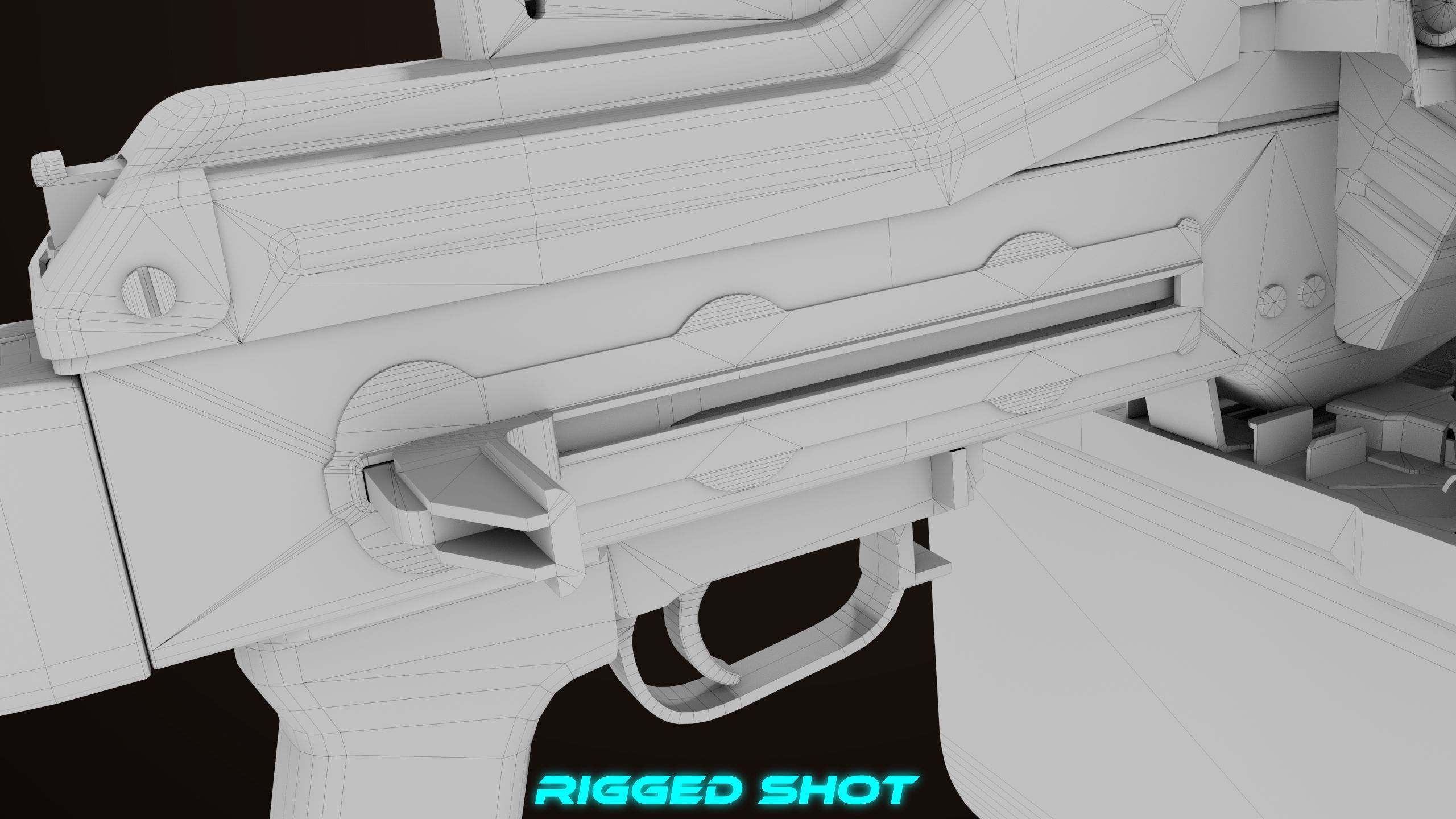 Machine Gun 11 Wood handle All PBR Unity UE Textures Low-poly 3D model_54