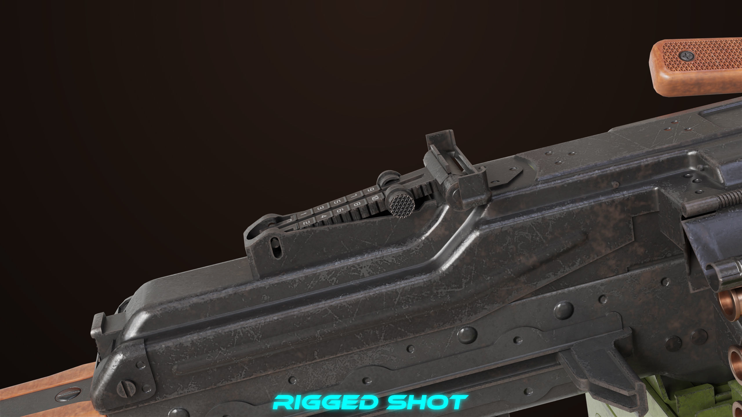 Machine Gun 11 Wood handle All PBR Unity UE Textures Low-poly 3D model_19