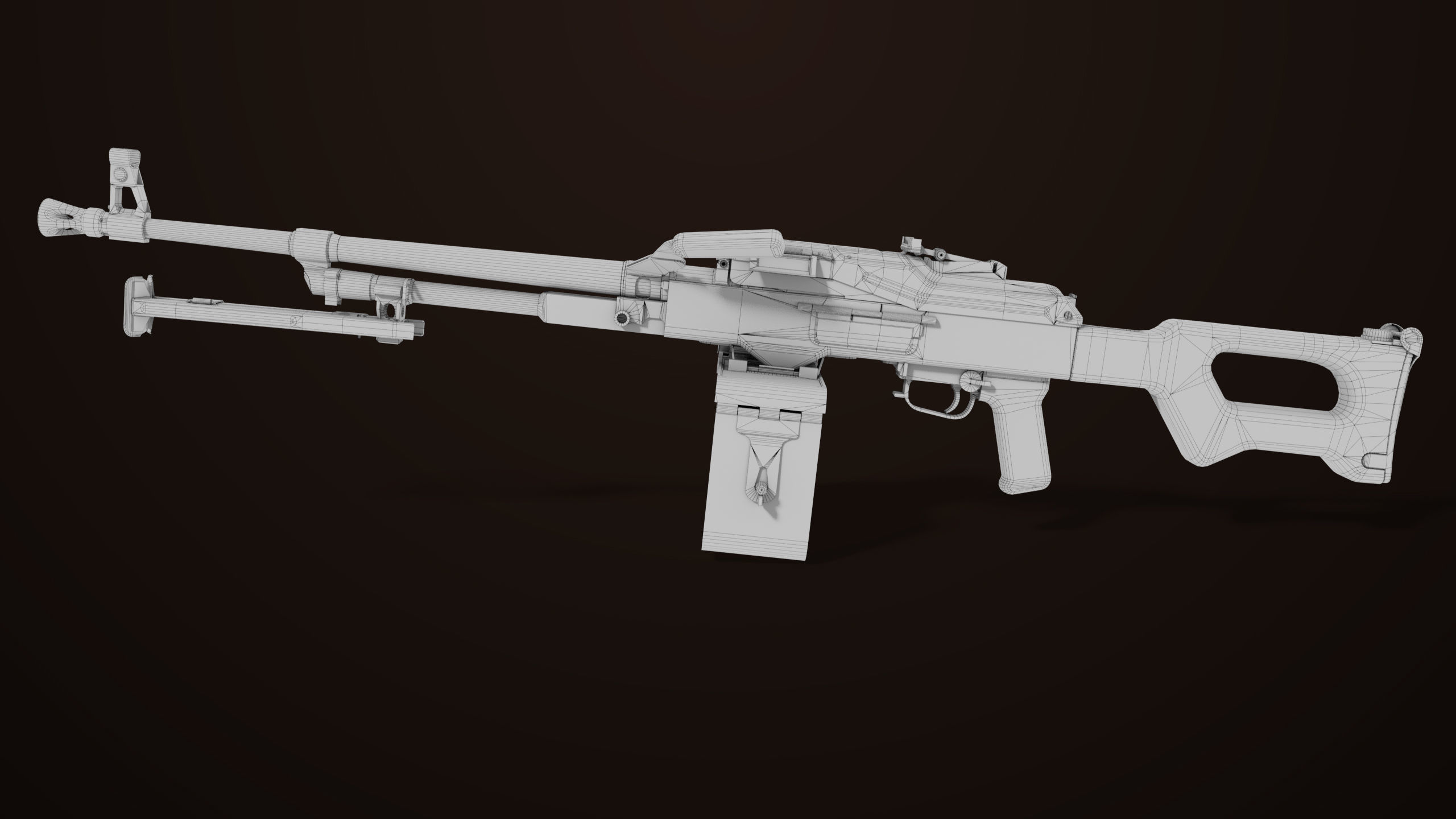 Machine Gun 11 Wood handle All PBR Unity UE Textures Low-poly 3D model_36