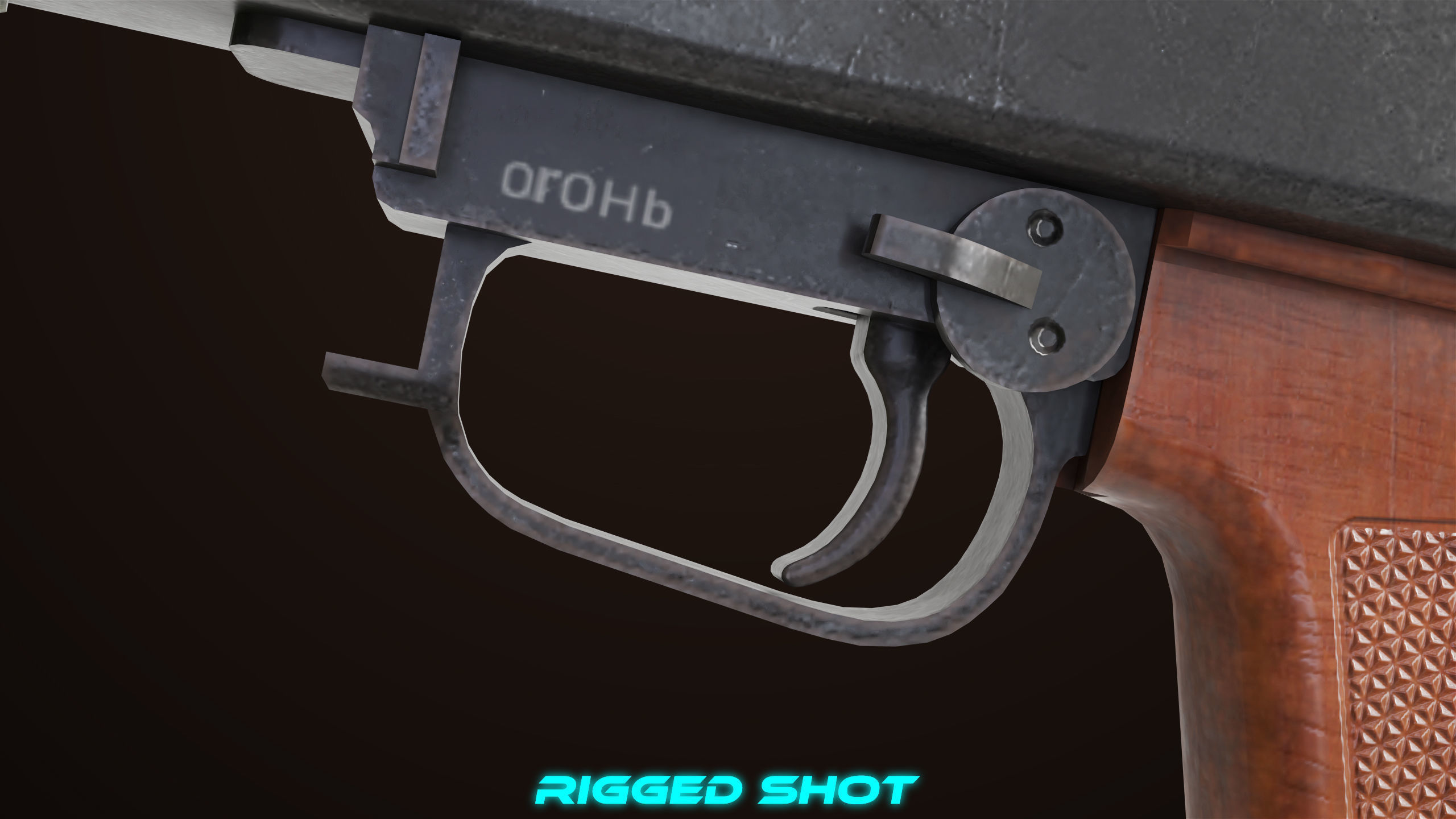 Machine Gun 11 Wood handle All PBR Unity UE Textures Low-poly 3D model_29