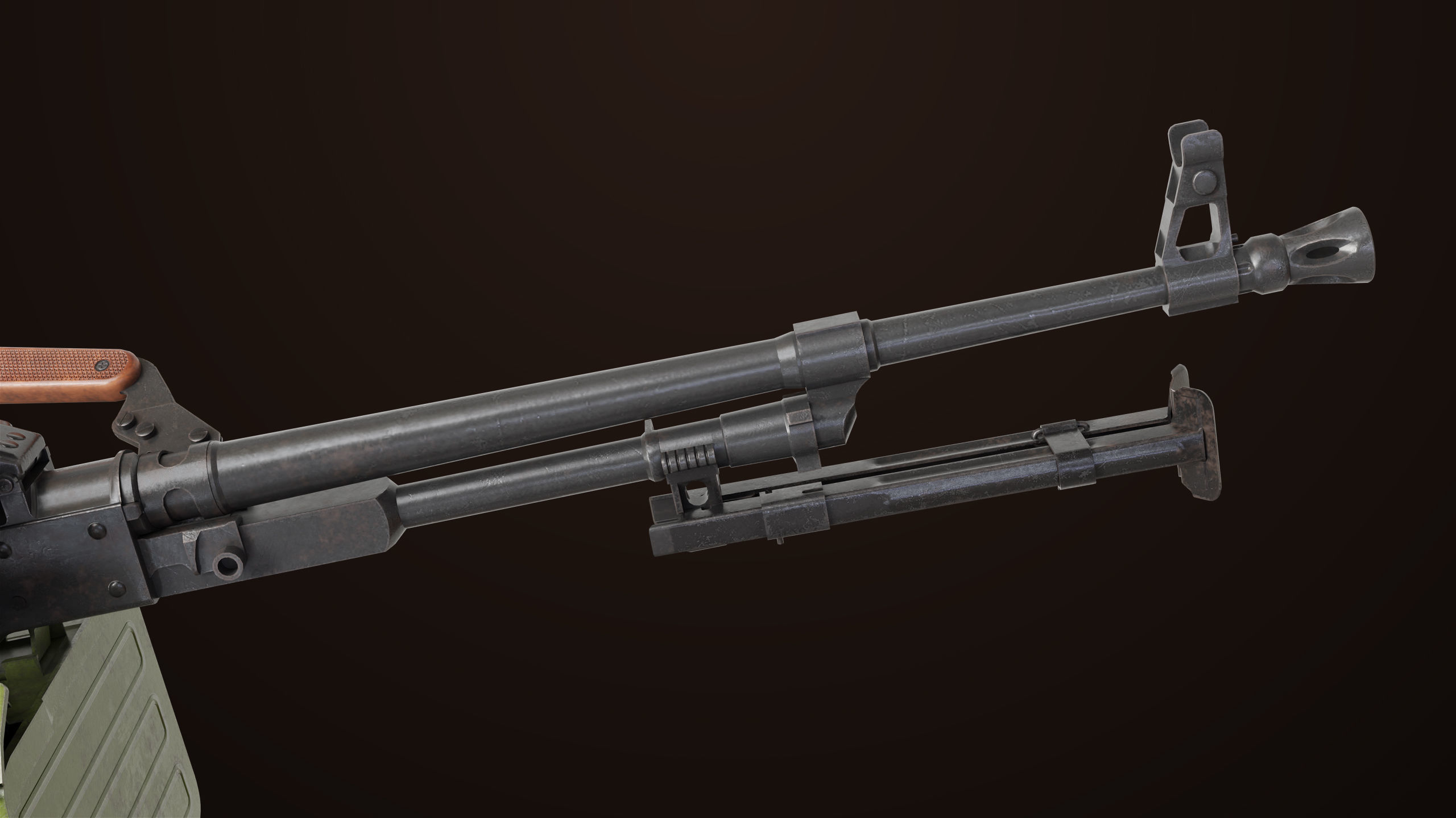 Machine Gun 11 Wood handle All PBR Unity UE Textures Low-poly 3D model_32