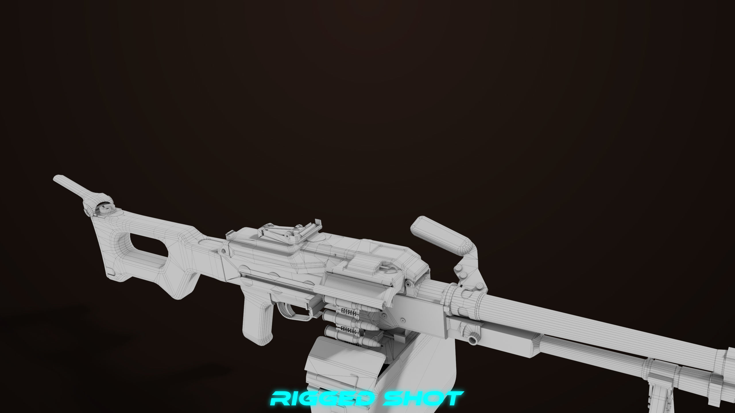 Machine Gun 11 Wood handle All PBR Unity UE Textures Low-poly 3D model_58