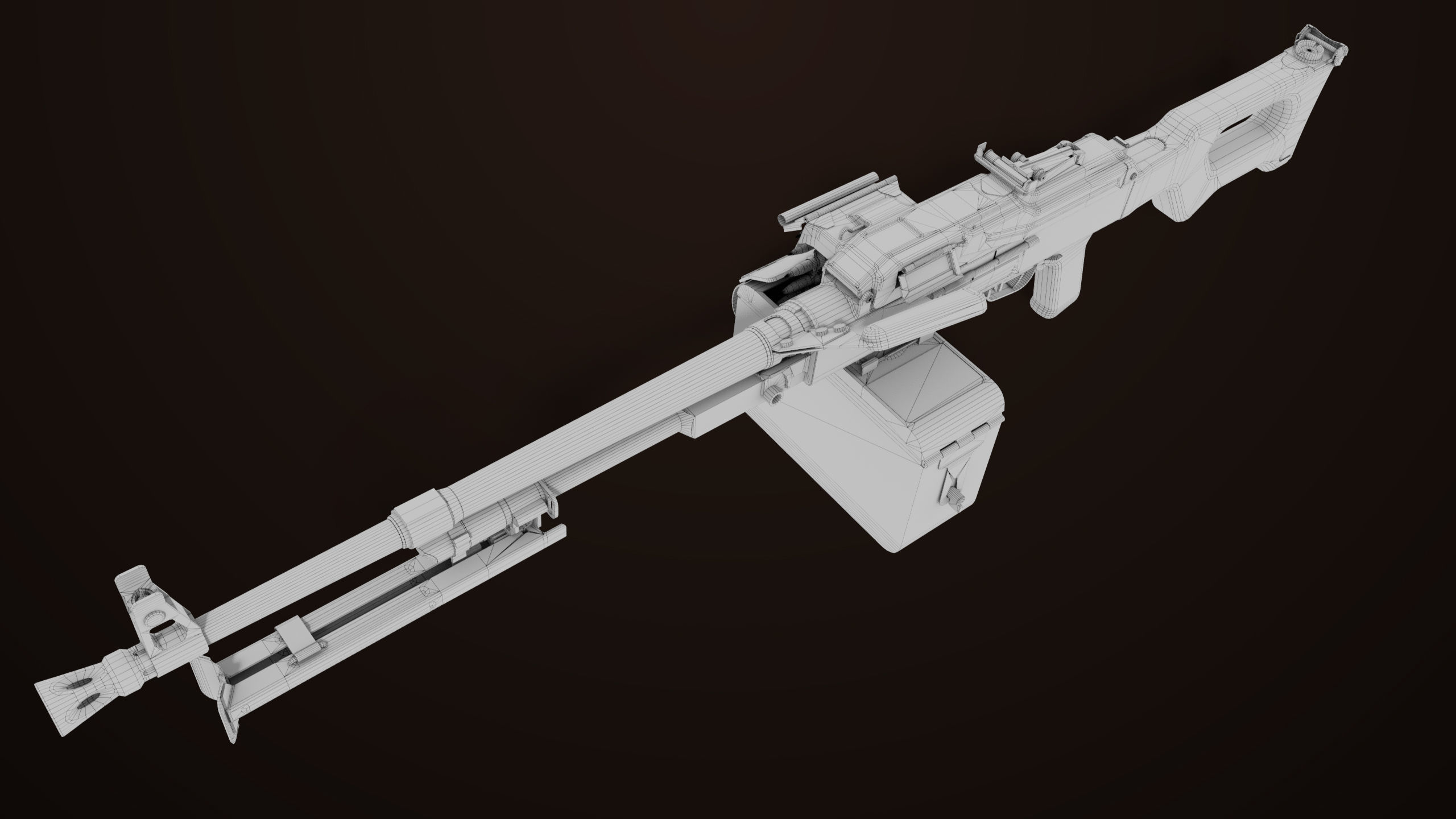 Machine Gun 11 Wood handle All PBR Unity UE Textures Low-poly 3D model_42