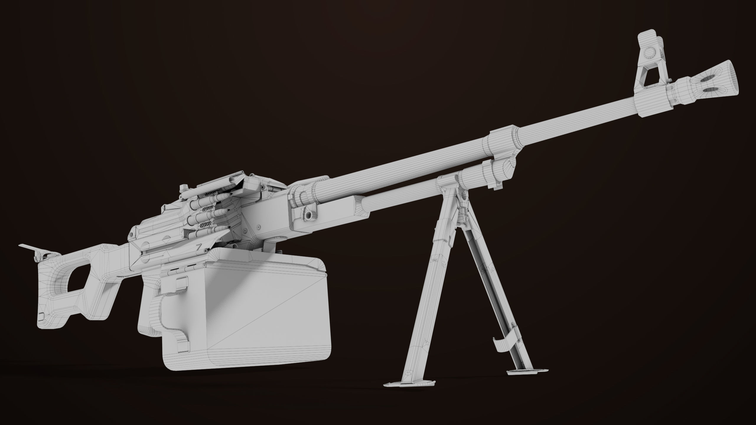 Machine Gun 11 Wood handle All PBR Unity UE Textures Low-poly 3D model_68