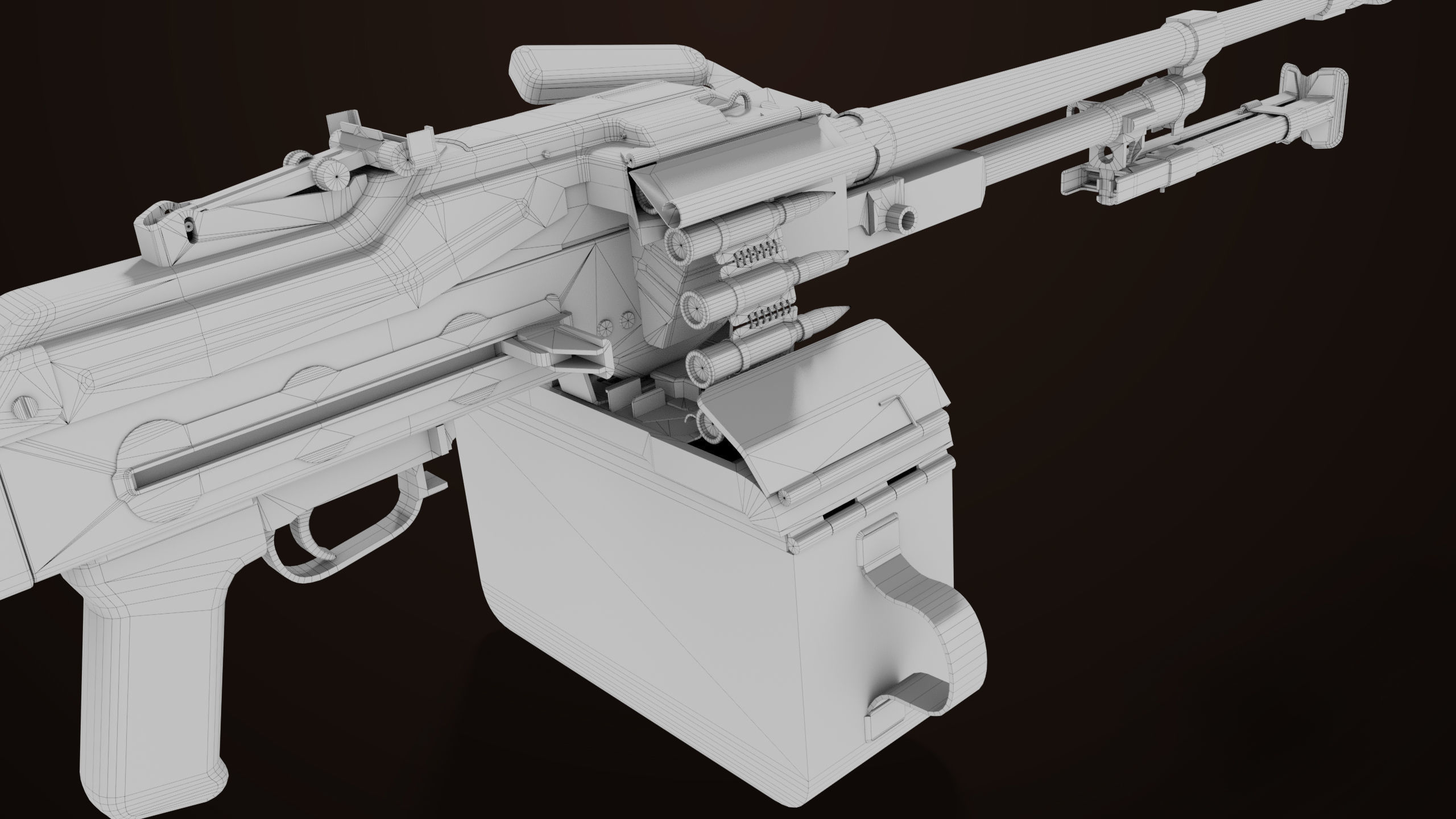 Machine Gun 11 Wood handle All PBR Unity UE Textures Low-poly 3D model_45