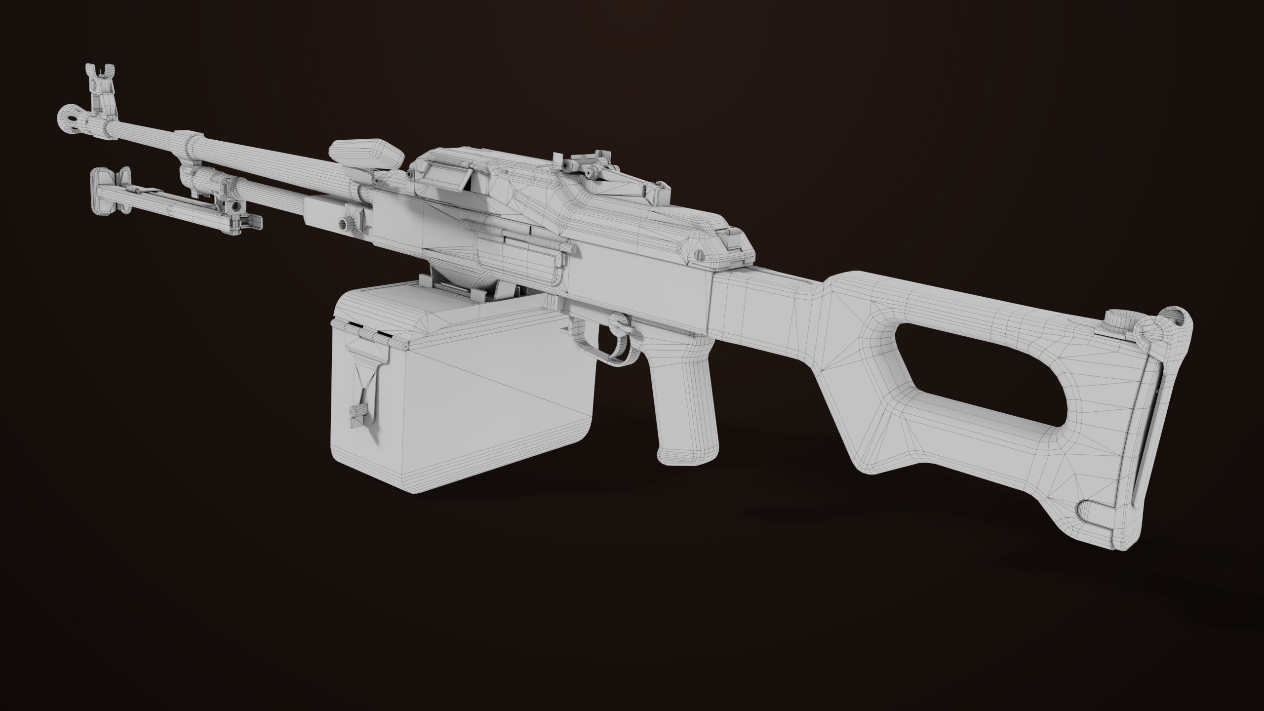 Machine Gun 11 Wood handle All PBR Unity UE Textures Low-poly 3D model_41