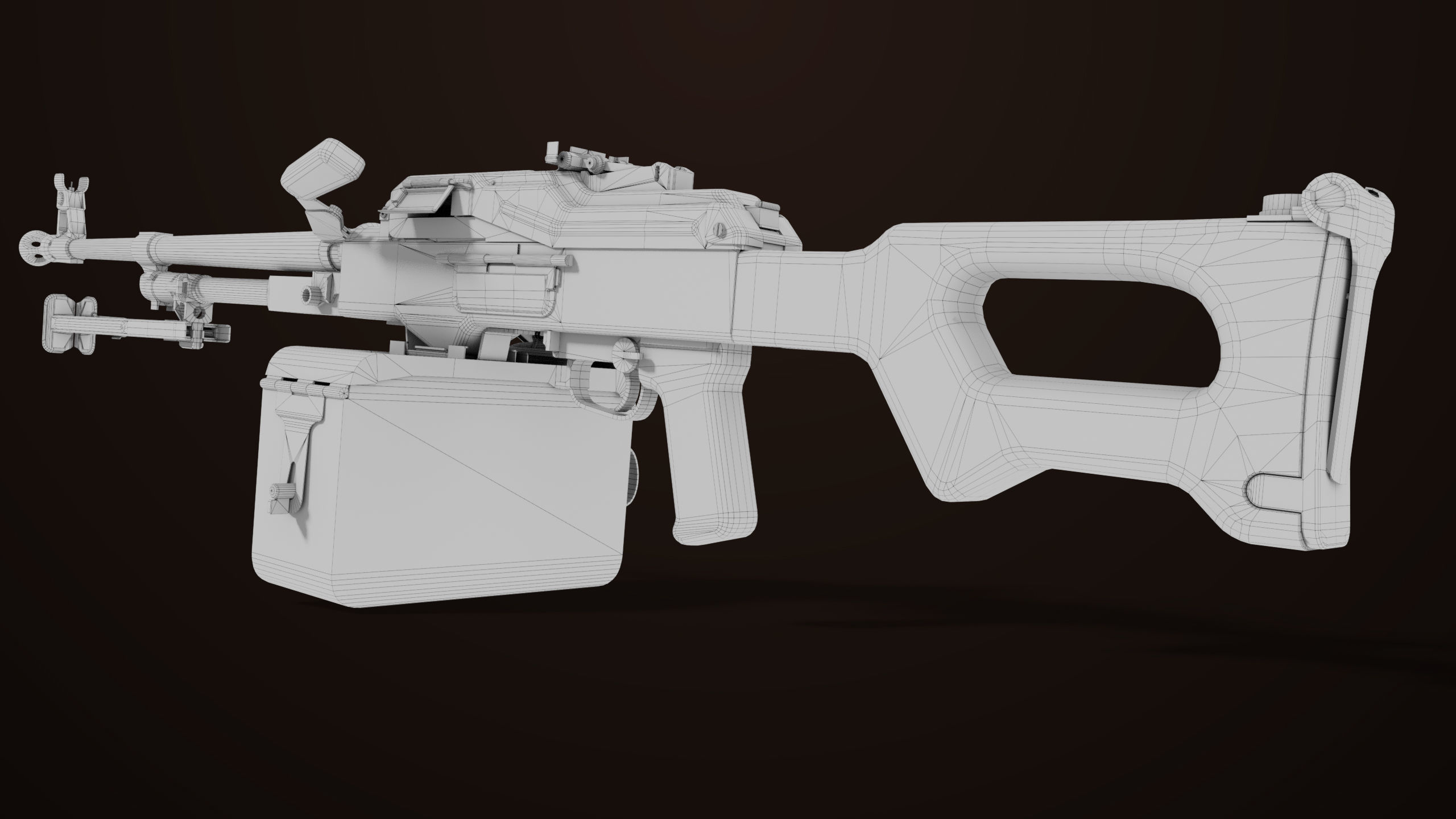 Machine Gun 11 Wood handle All PBR Unity UE Textures Low-poly 3D model_44