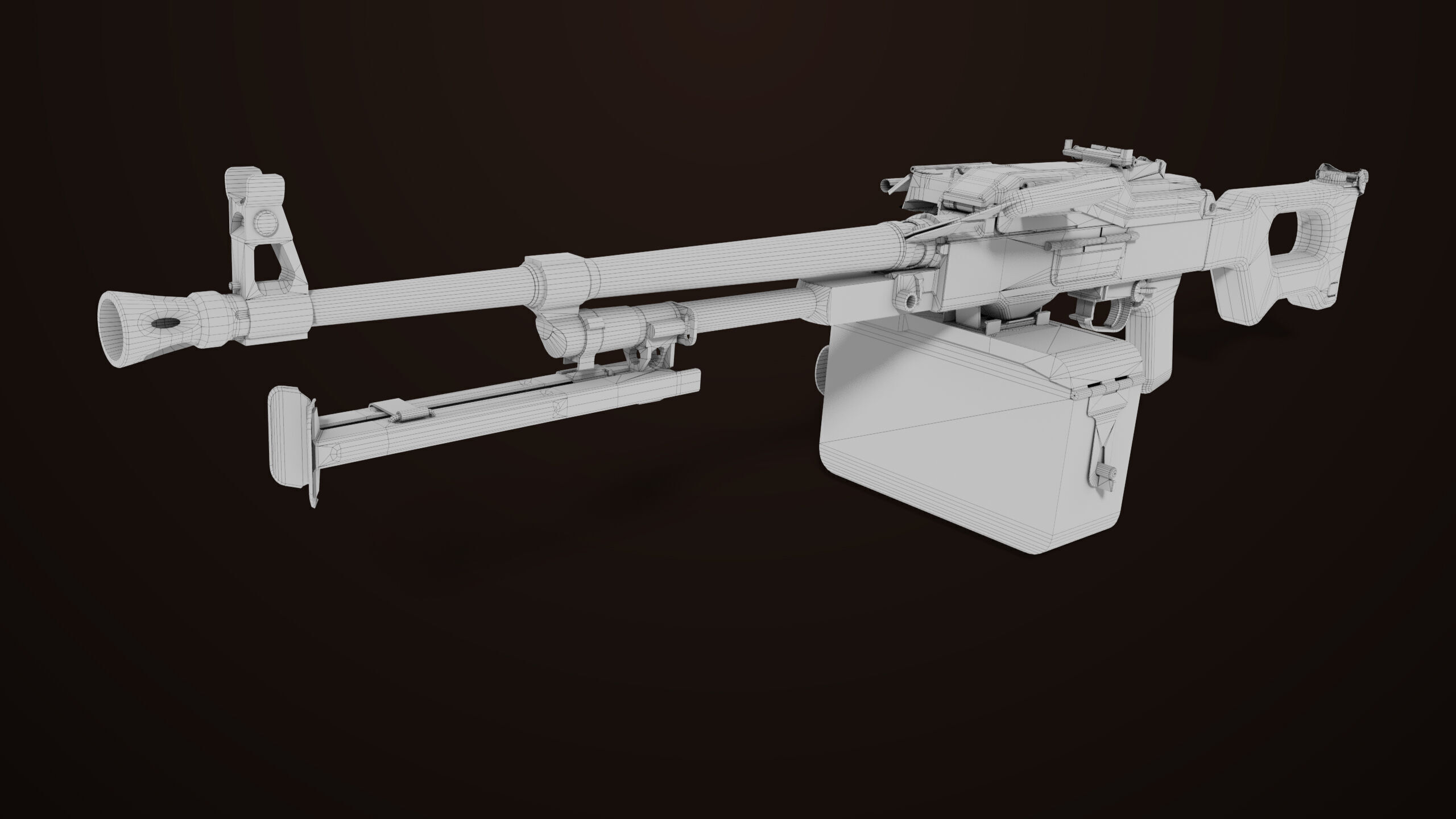 Machine Gun 11 Wood handle All PBR Unity UE Textures Low-poly 3D model_37