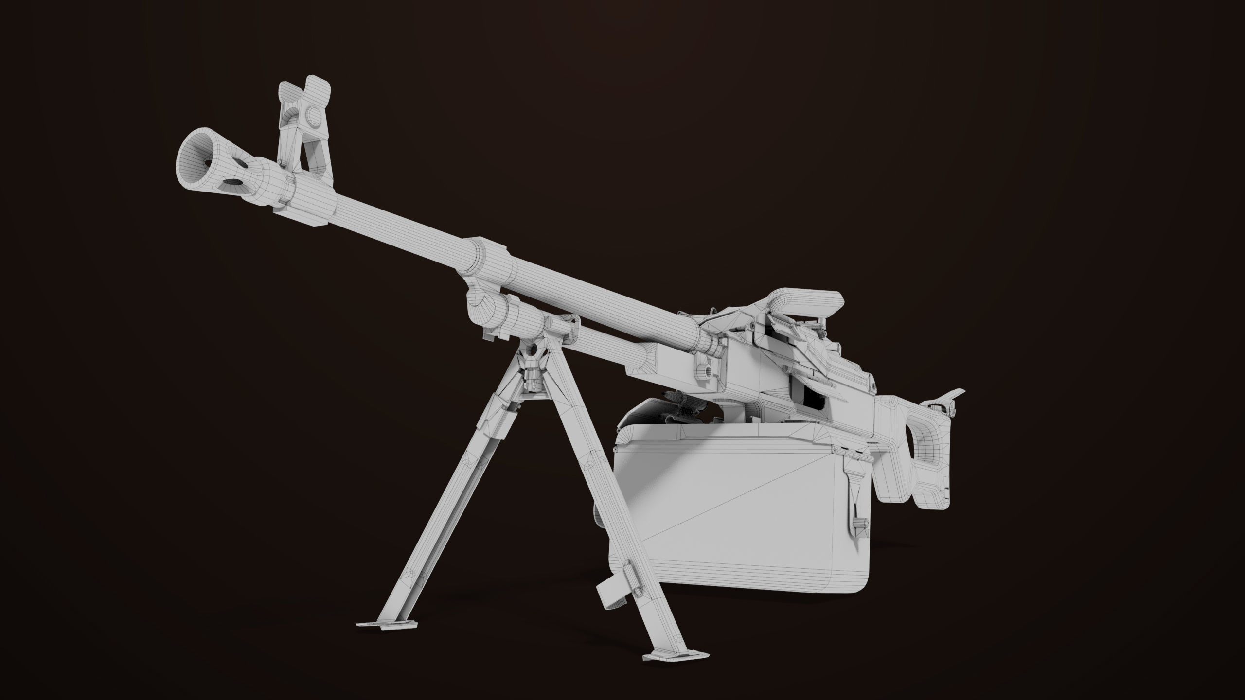 Machine Gun 11 Wood handle All PBR Unity UE Textures Low-poly 3D model_67