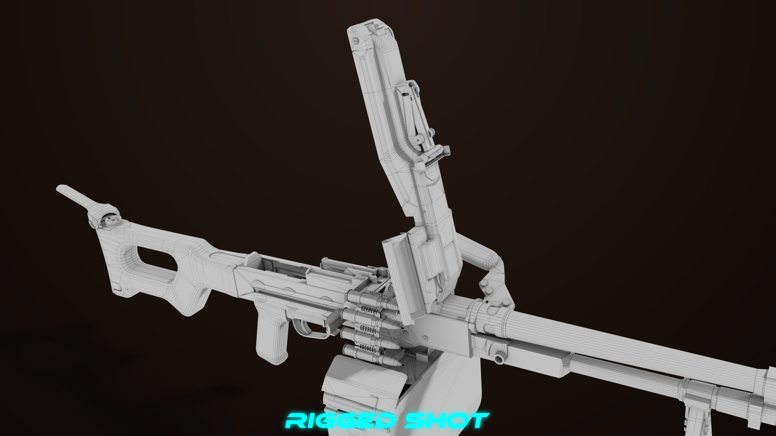 Machine Gun 11 Wood handle All PBR Unity UE Textures Low-poly 3D model_59