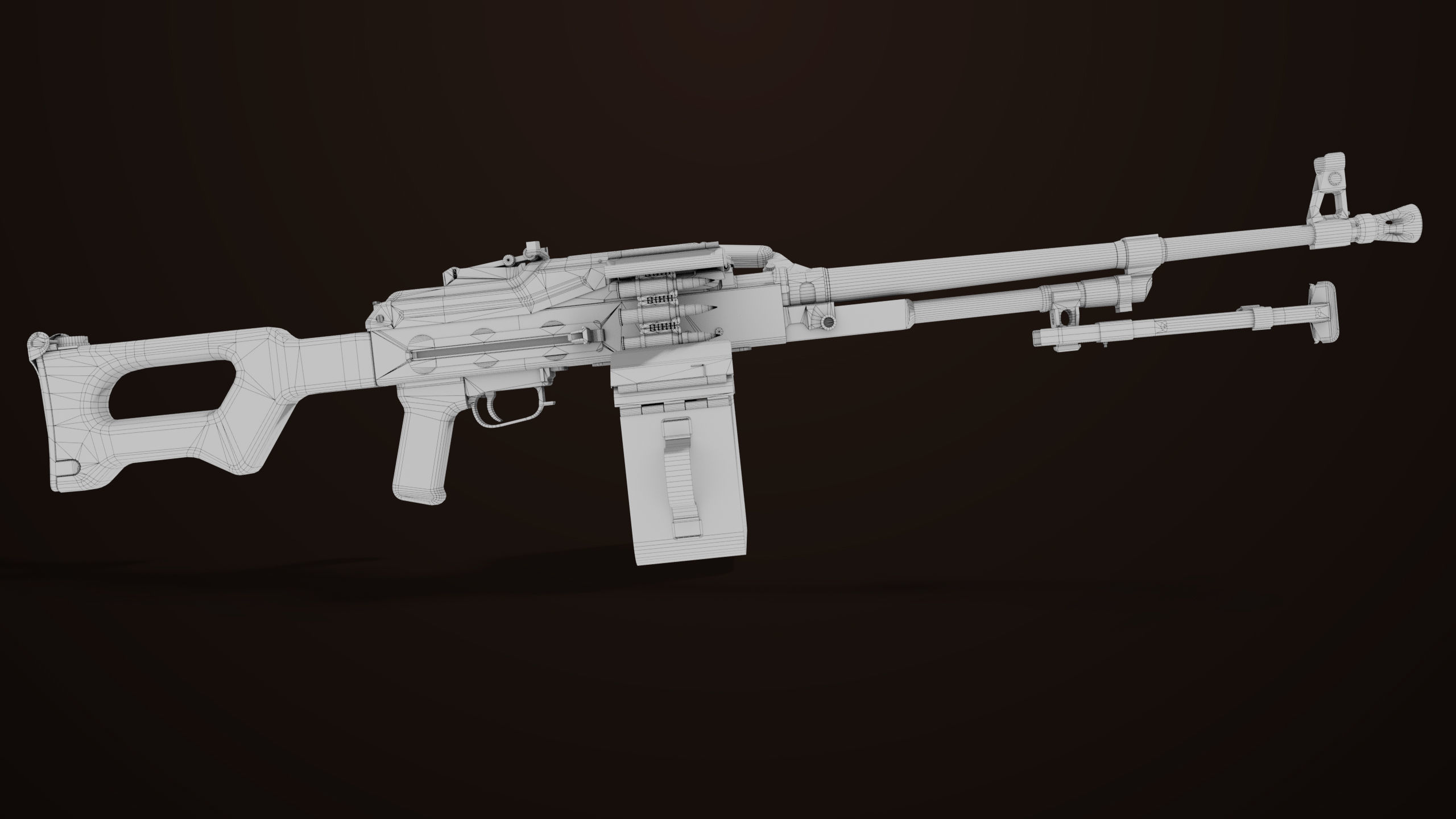 Machine Gun 11 Wood handle All PBR Unity UE Textures Low-poly 3D model_39