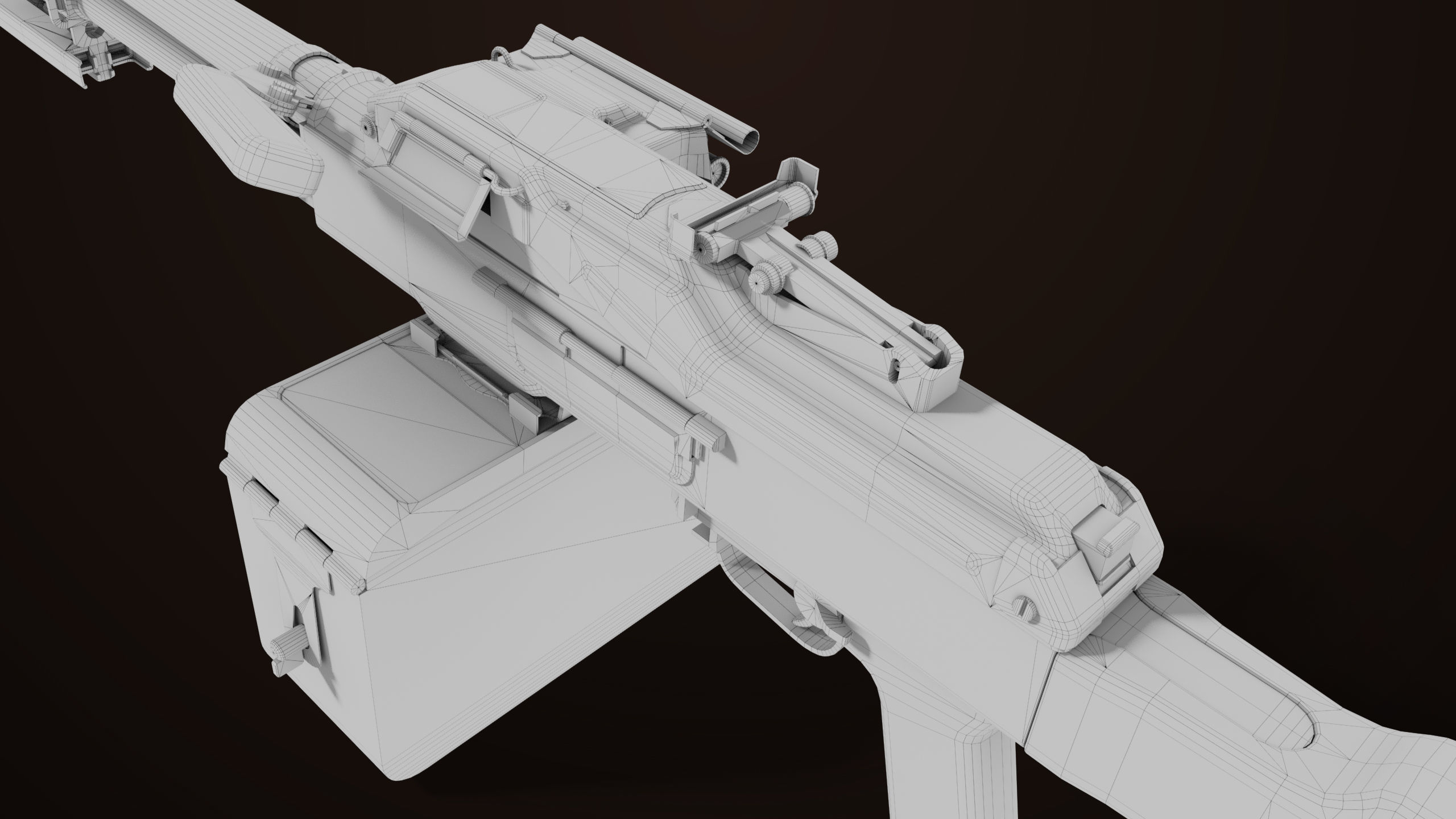 Machine Gun 11 Wood handle All PBR Unity UE Textures Low-poly 3D model_46