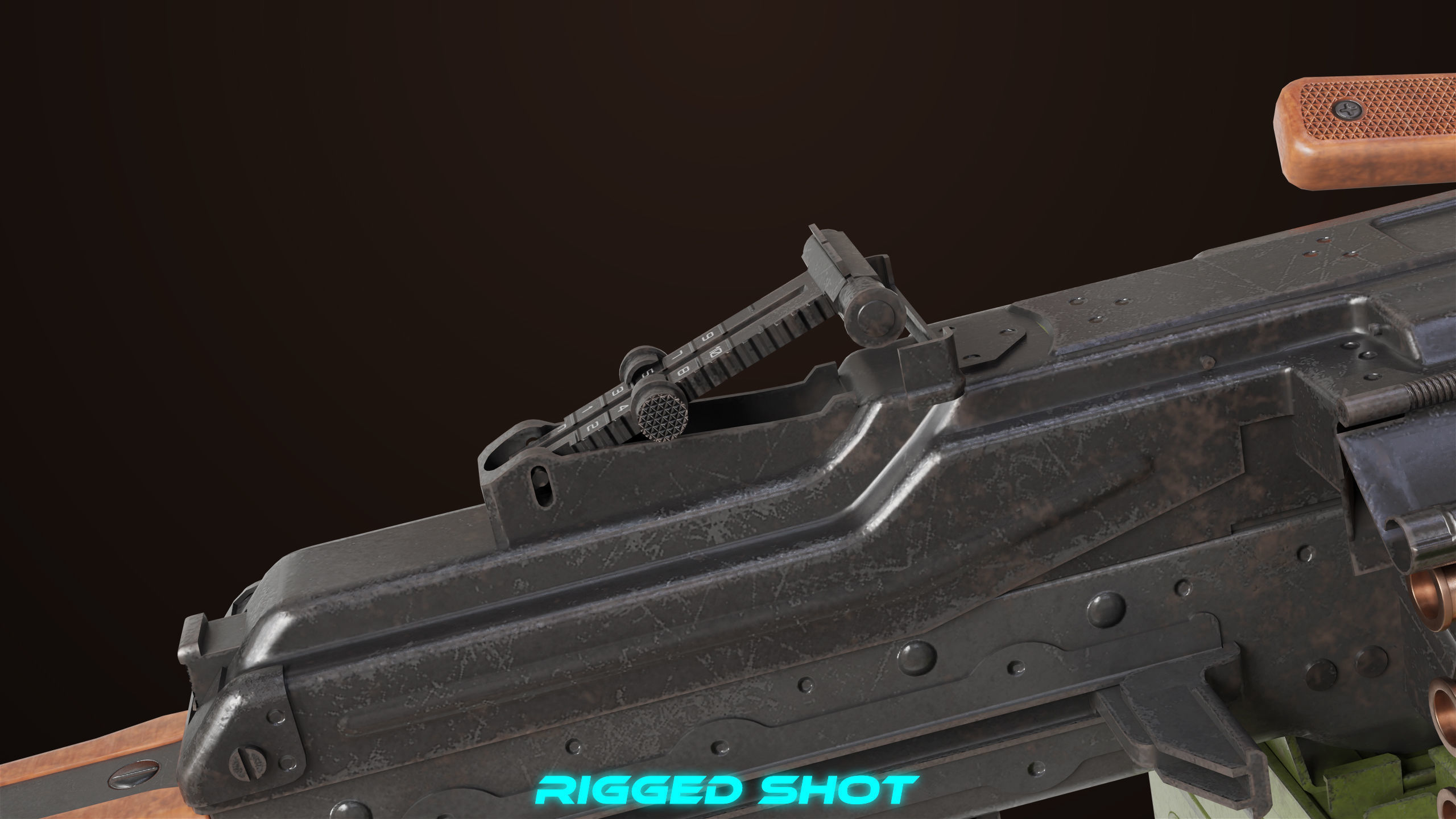 Machine Gun 11 Wood handle All PBR Unity UE Textures Low-poly 3D model_21