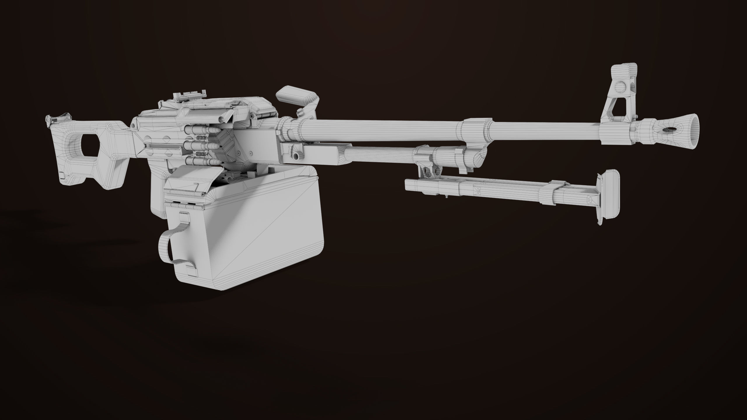 Machine Gun 11 Wood handle All PBR Unity UE Textures Low-poly 3D model_38