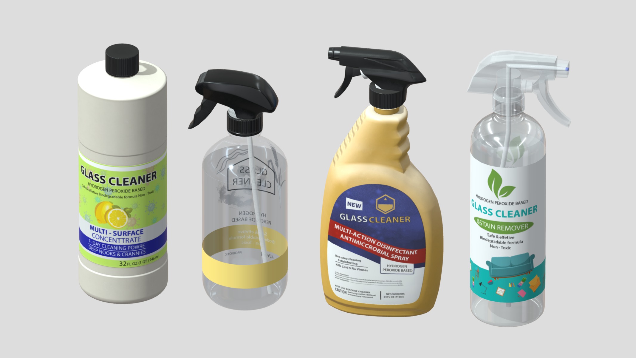 Household Cleaners Bottles Low Poly Low-poly 3D model_6