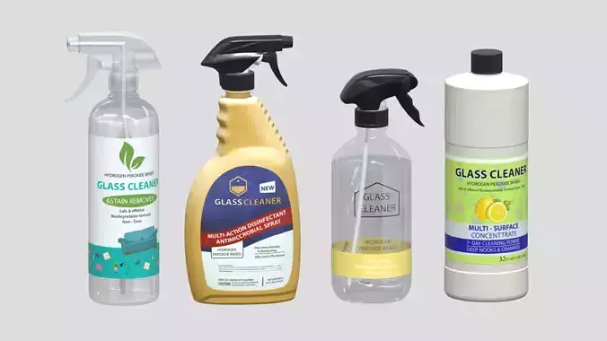 Household Cleaners Bottles Low Poly Low-poly 3D model