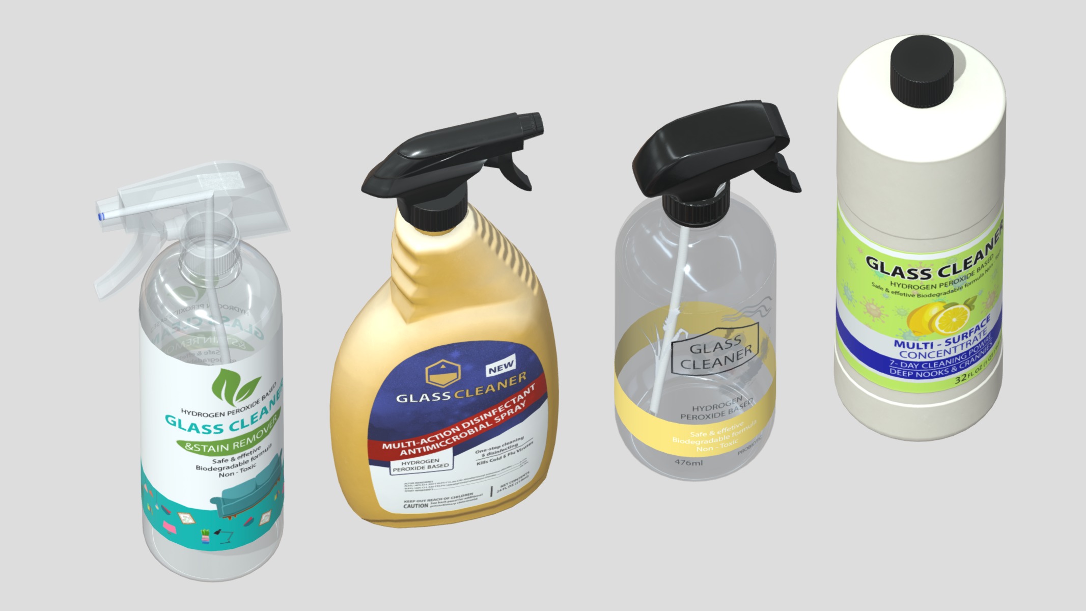 Household Cleaners Bottles Low Poly Low-poly 3D model_8