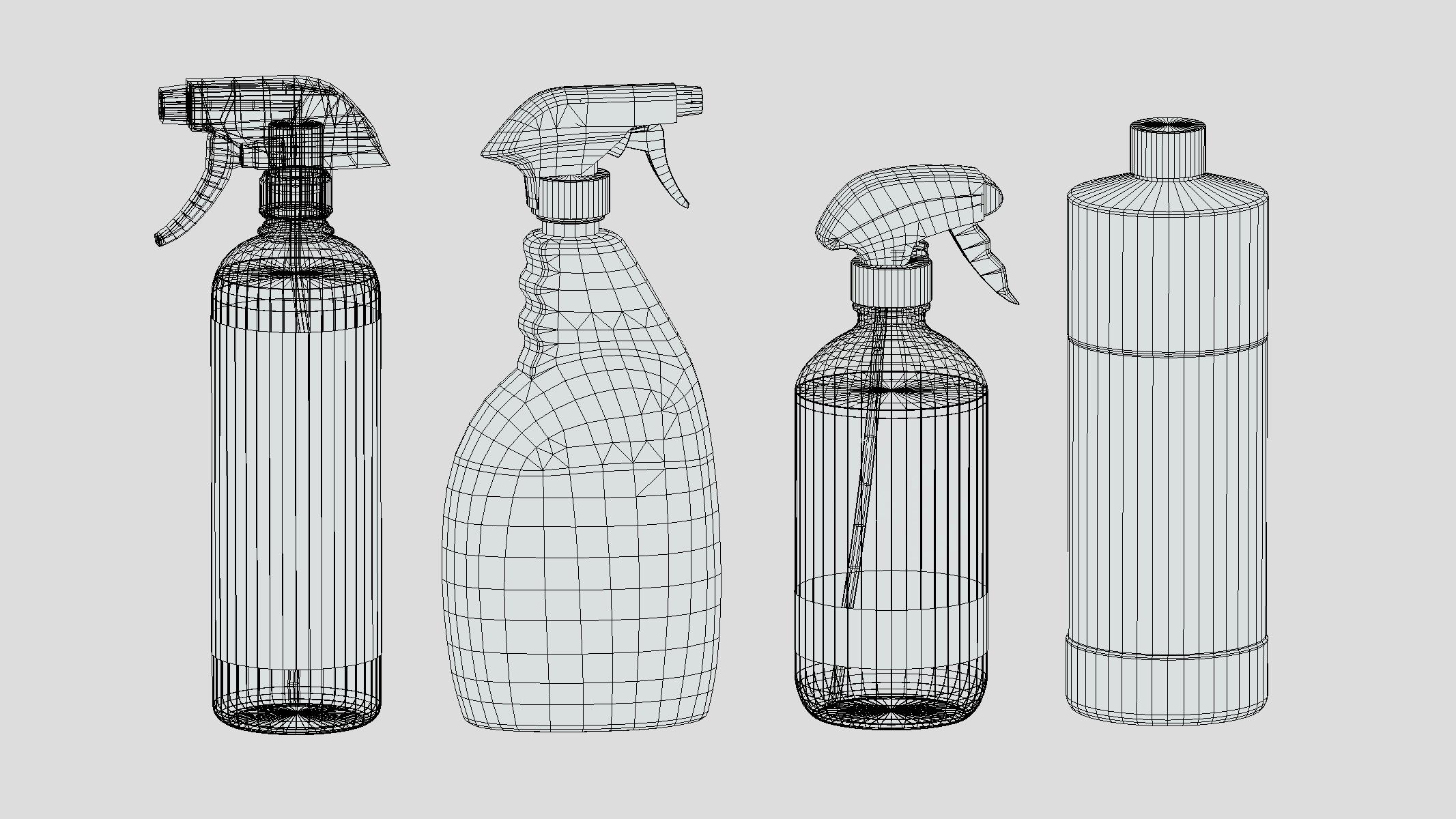 Household Cleaners Bottles Low Poly Low-poly 3D model_1