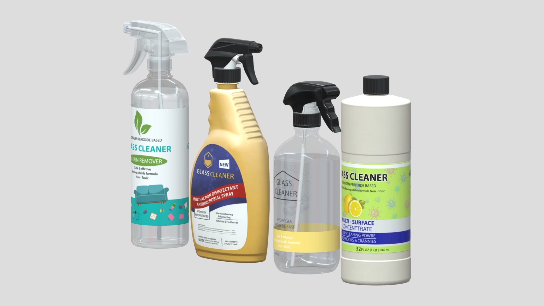 Household Cleaners Bottles Low Poly Low-poly 3D model_2