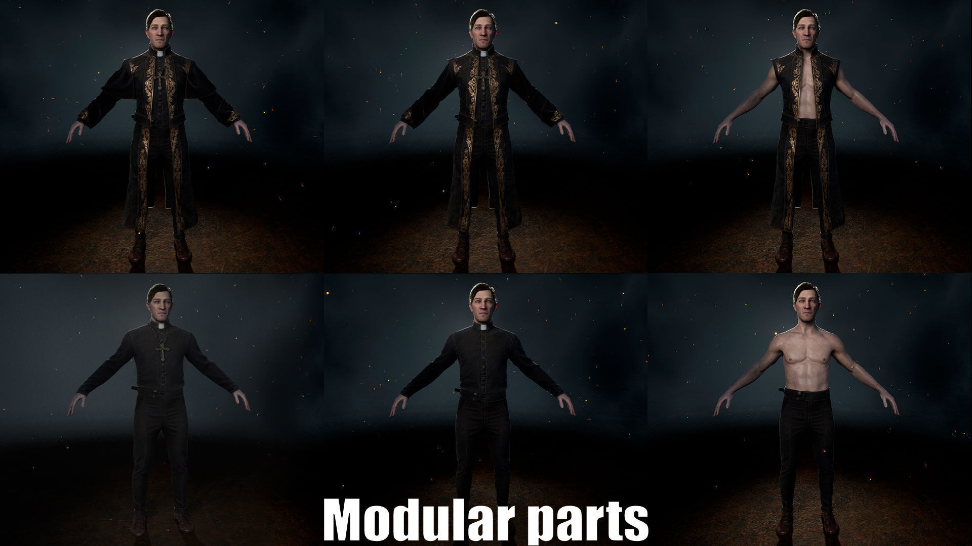 Catholic priest Low-poly 3D model_11