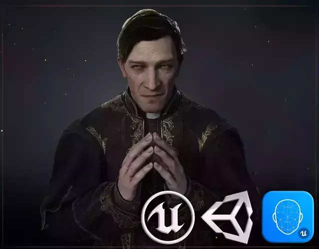 Catholic priest Low-poly 3D model