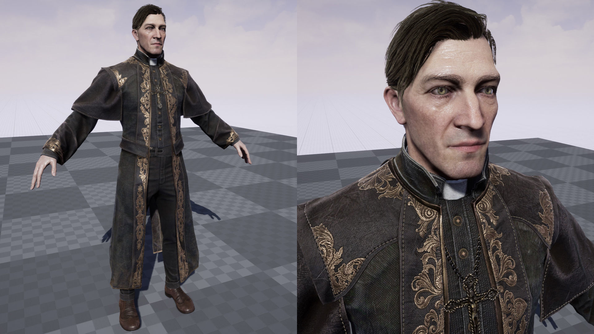 Catholic priest Low-poly 3D model_6