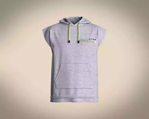 Mens Sleeveless Workout Hoodie with Kangaroo Pocket